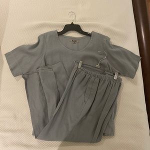 grey FLAX set! top and pants...NWOT